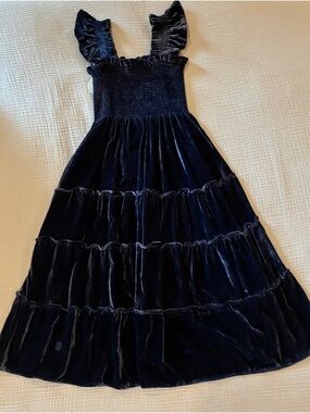 Hill House Home Ellie Nap Dress Navy Velvet NWT Size Small